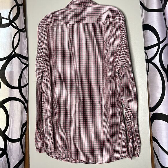 H&M Slimfit easy iron micro plaid long sleeve, button down shirt, large - Picture 9 of 12